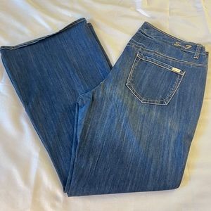 Seven7 Luxe Blue Denim Flare Leg Jeans, Size 20